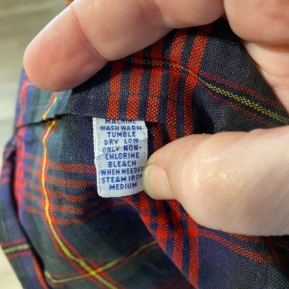 Vintage Ralph Lauren The Big Oxford Red Navy Plaid Shirt Men’s L 100% cotton - Picture 3 of 5